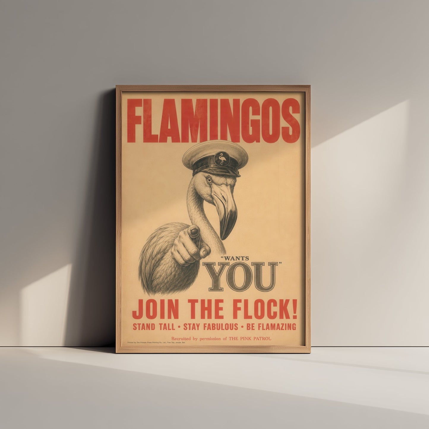 Flamingo Wants You Art Print - Funny Vintage Poster - Quirky Animal Illustration - Join the Flock 3/3