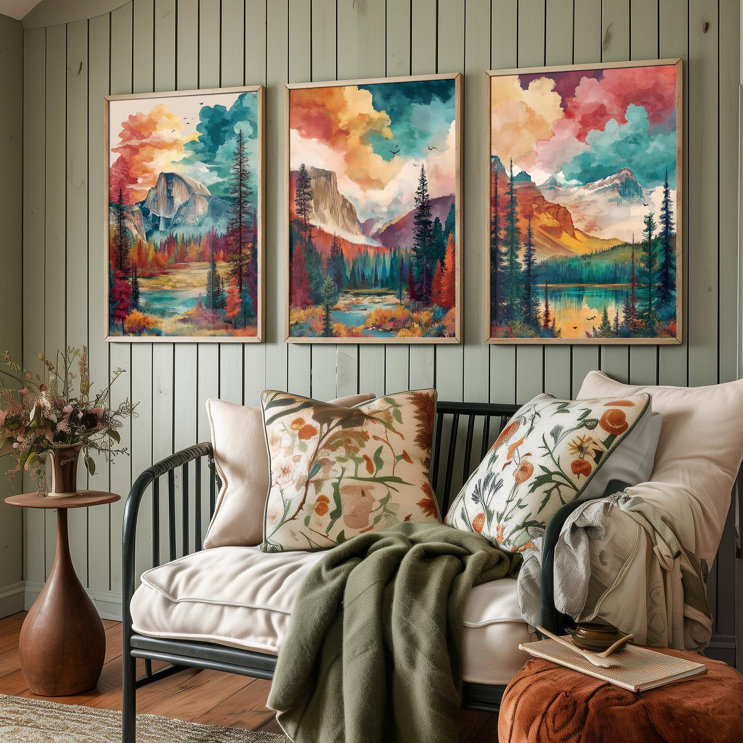 Yosemite National Park Set of Three Art Prints | Half Dome El Capitan Watercolour Poster