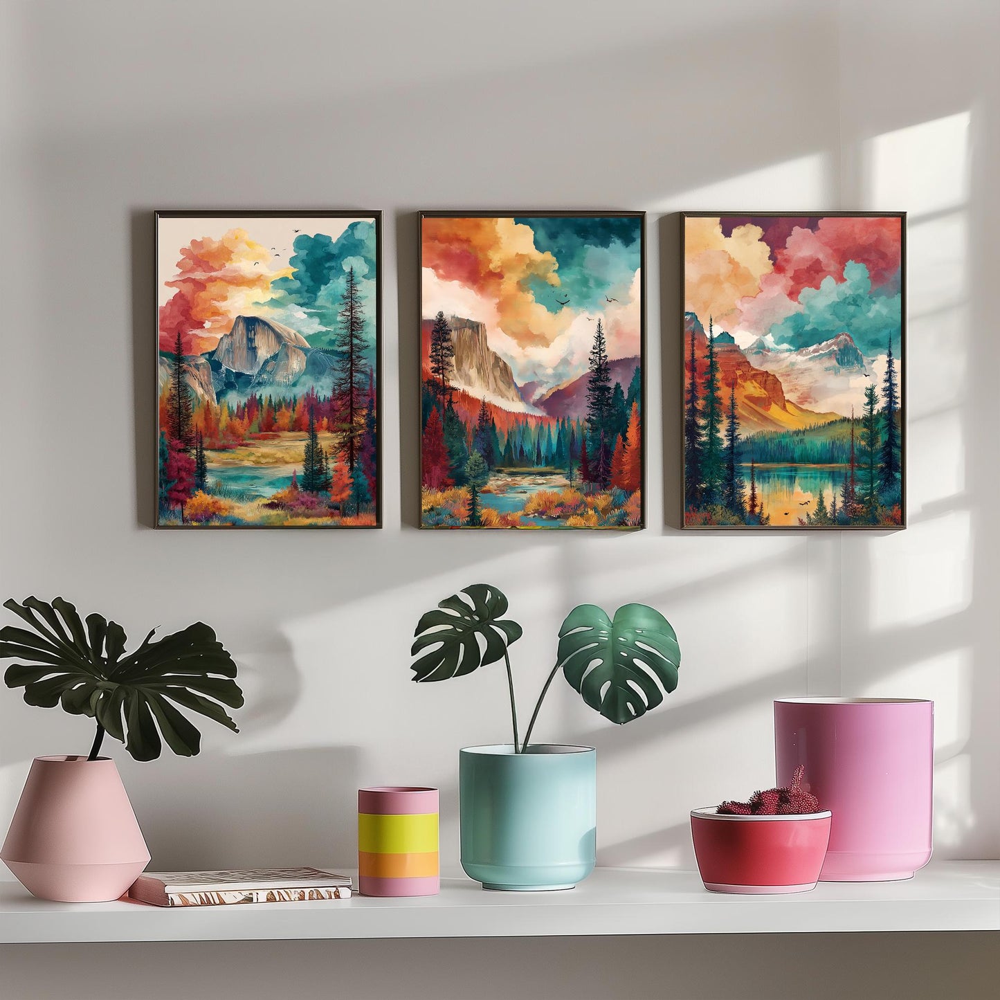 Yosemite National Park Set of Three Art Prints | Half Dome El Capitan Watercolour Poster