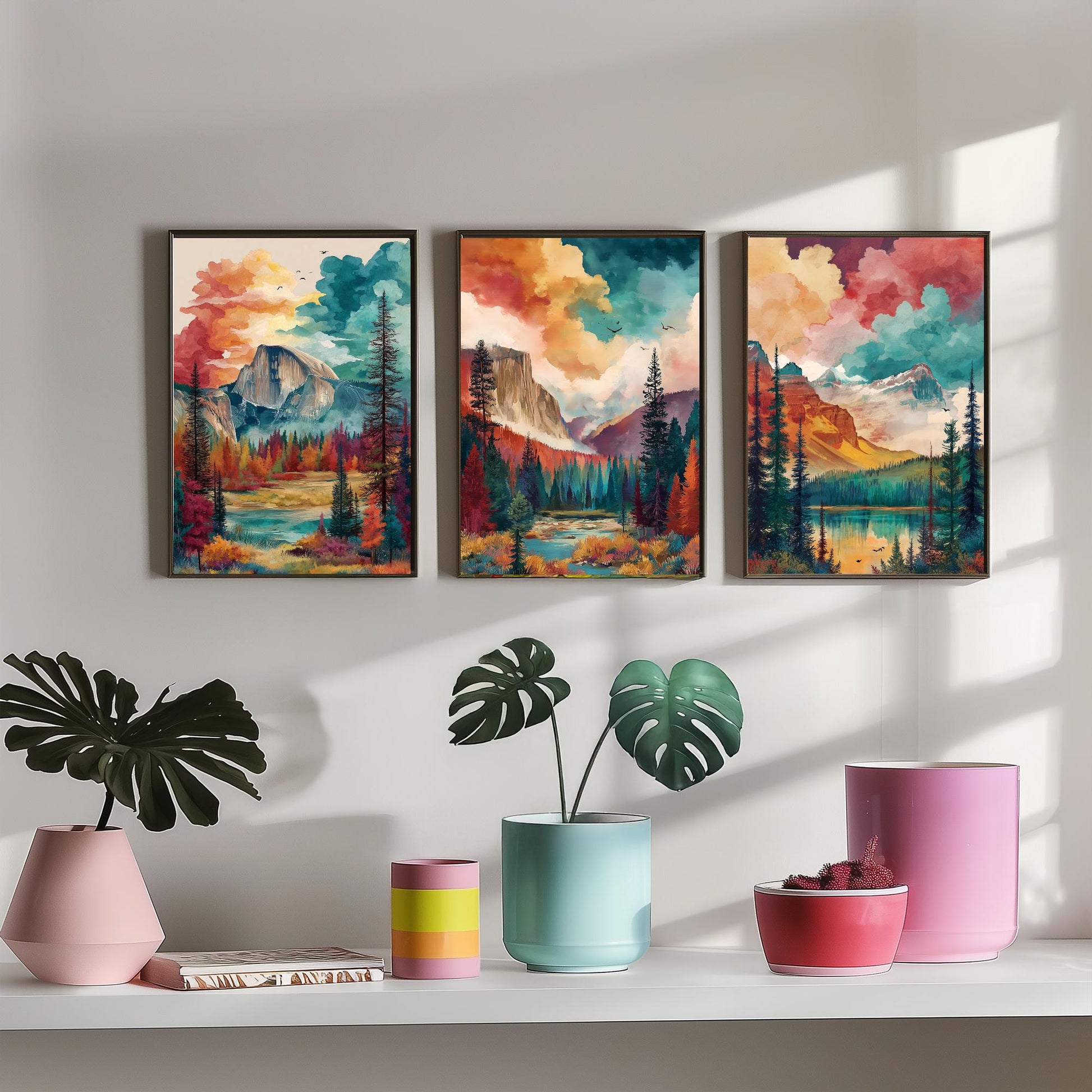 Yosemite National Park Set of Three Art Prints | Half Dome El Capitan Watercolour Poster