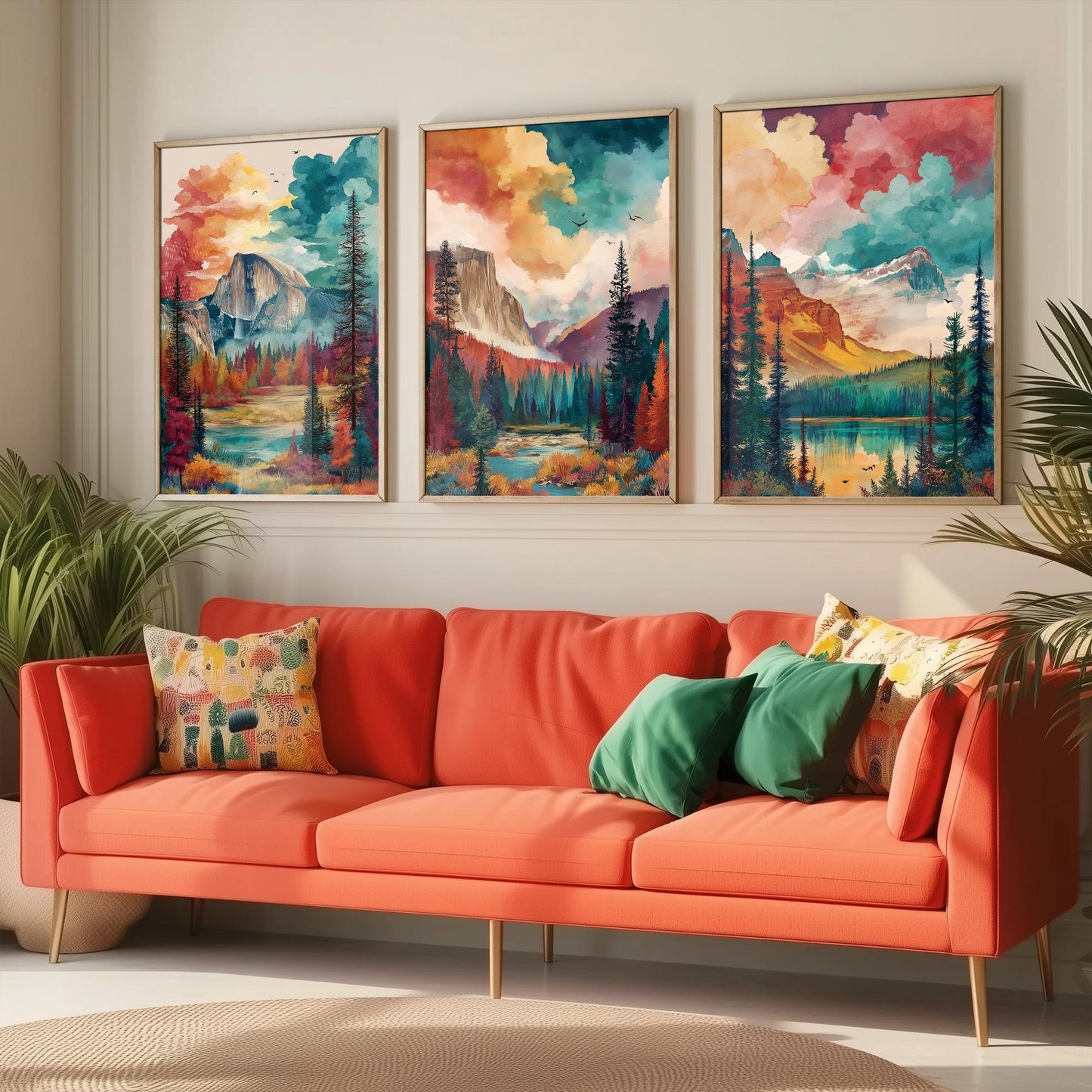 Yosemite National Park Set of Three Art Prints | Half Dome El Capitan Watercolour Poster