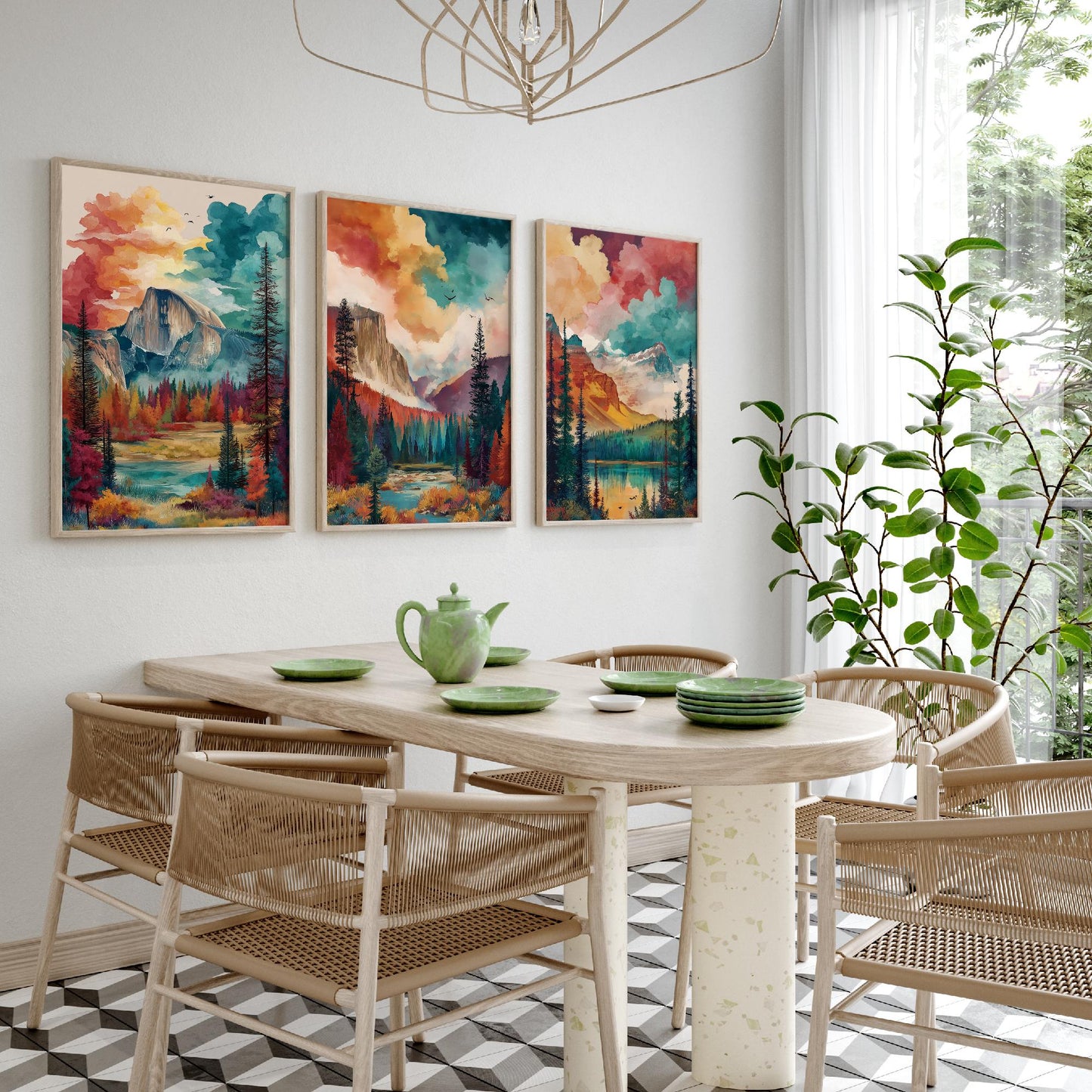 Yosemite National Park Set of Three Art Prints | Half Dome El Capitan Watercolour Poster