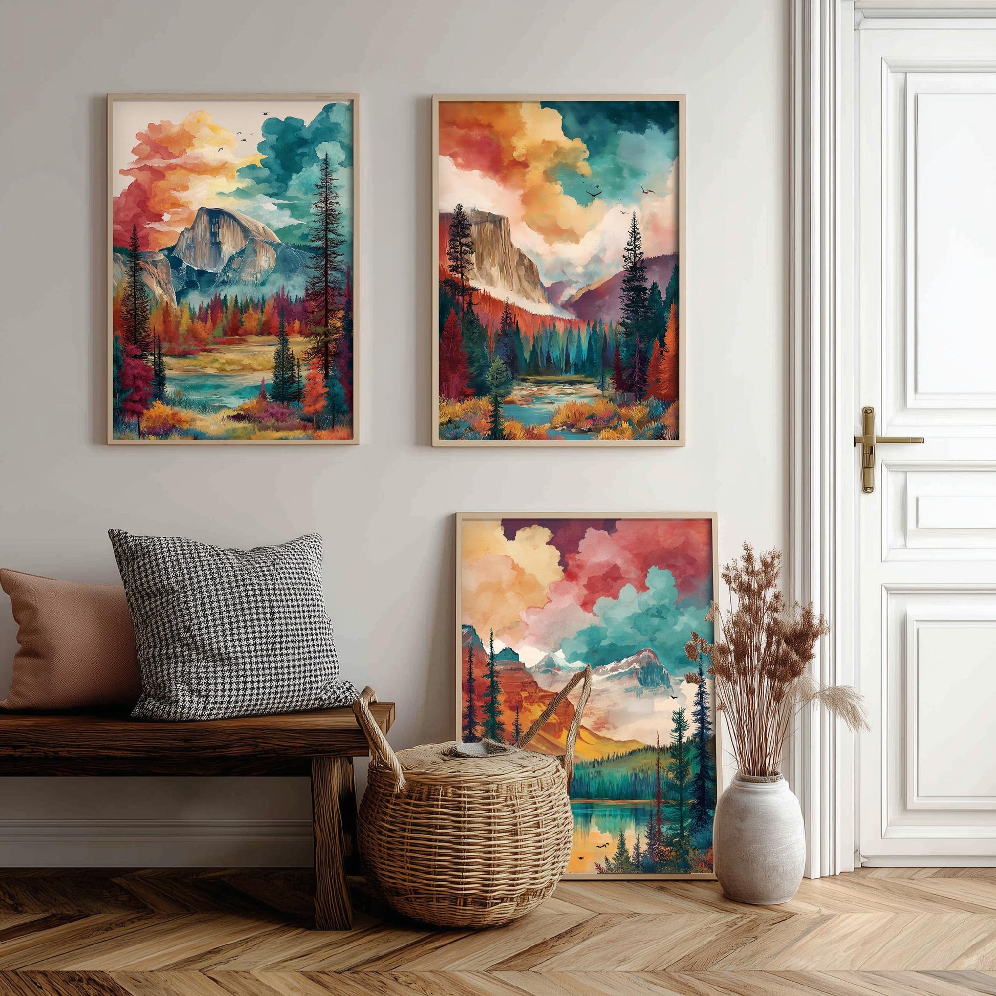 Yosemite National Park Set of Three Art Prints | Half Dome El Capitan Watercolour Poster