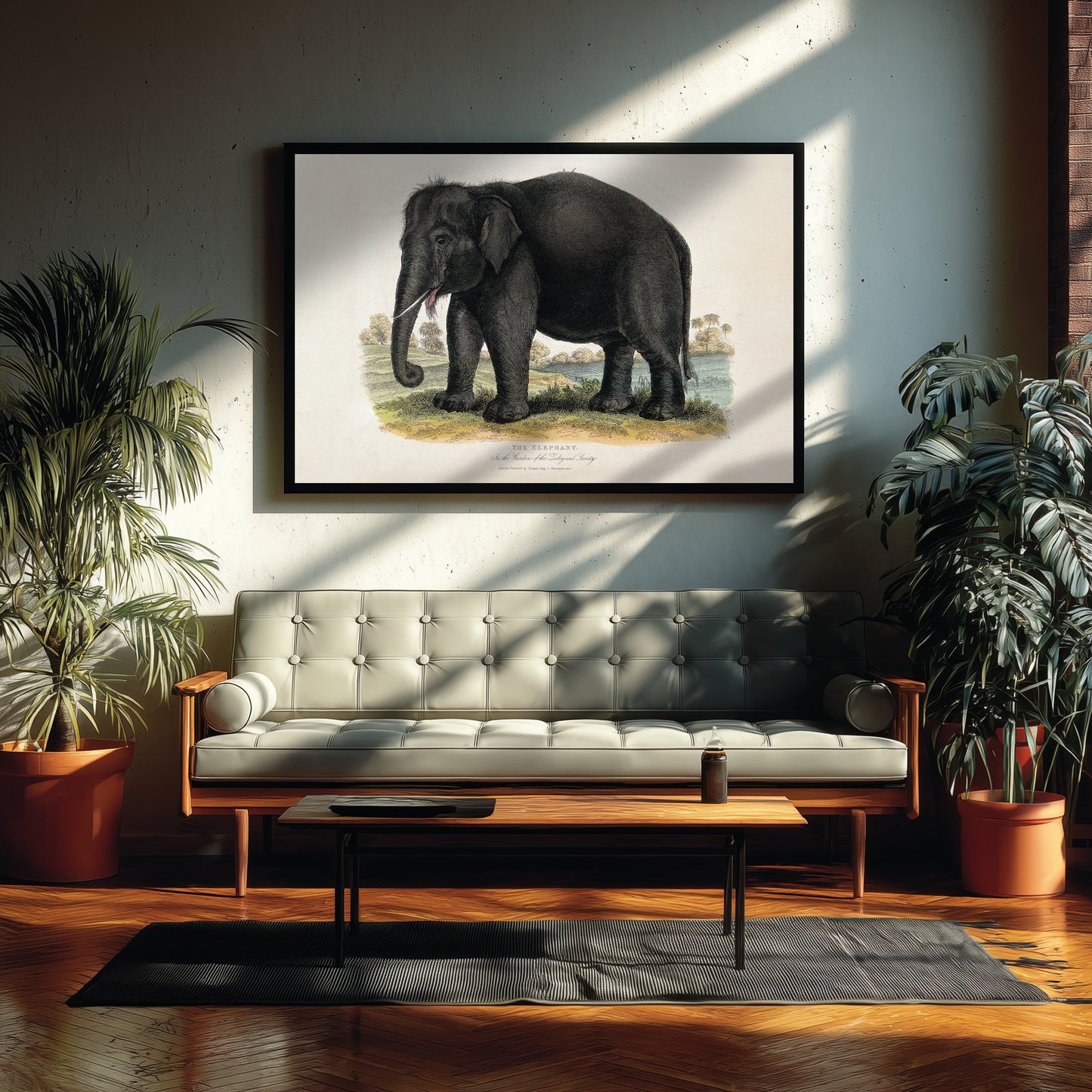 Vintage Elephant Art Print - Antique Zoological Illustration Poster 1860 - Natural History Wall Art - Asian Elephant
