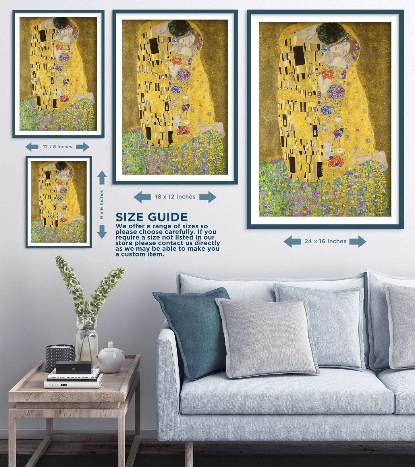 Set of Three Gustav Klimt Prints - 3 Golden Paintings - Photo Poster Wall Art Gift Giclée Museum Quality - Lady in Gold The Embrace Kiss