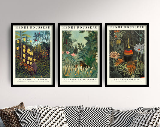 Set of Three Henri Rousseau Prints - 3 Botanical Paintings - Photo Poster Wall Art Gift Giclée Museum Quality Illustration The Dream Plants