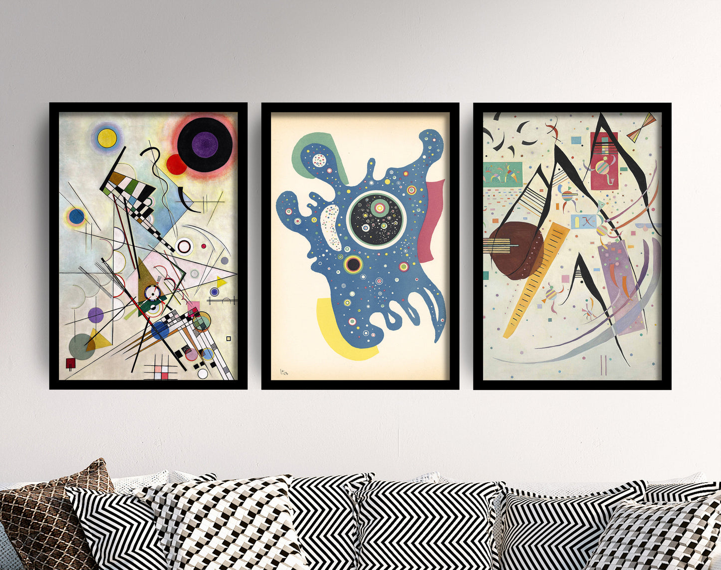 Set of Three Wassily Kandinsky Prints - 3 Abstract Paintings - Photo Poster Wall Art Gift Giclée Museum Quality - Lines Geometric Shapes