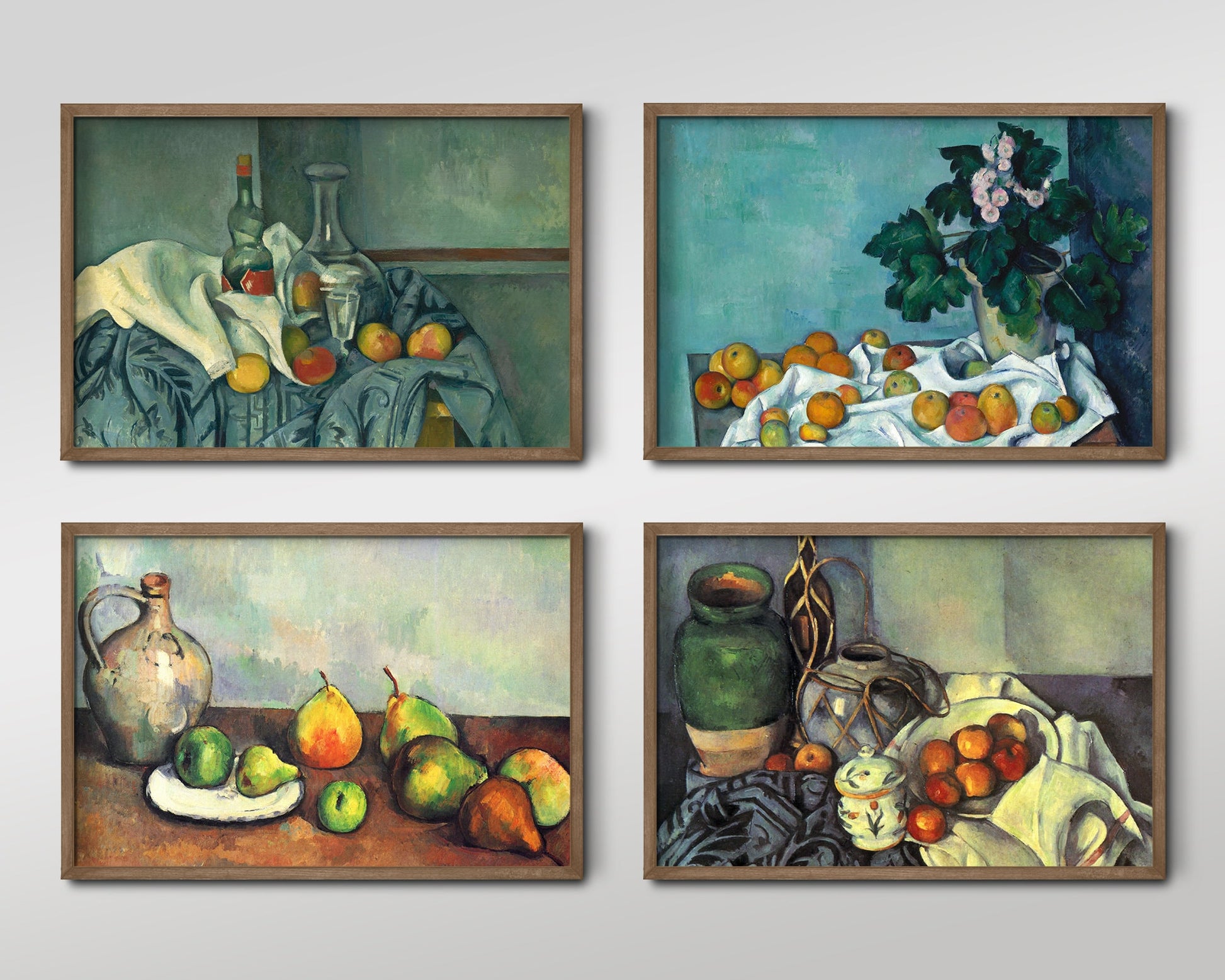 Set of Four Paul Cezanne Prints - 4 Classic Paintings - Photo Poster Wall Art Gift Giclée Museum Quality - Pears Apple Still Life Table Pot