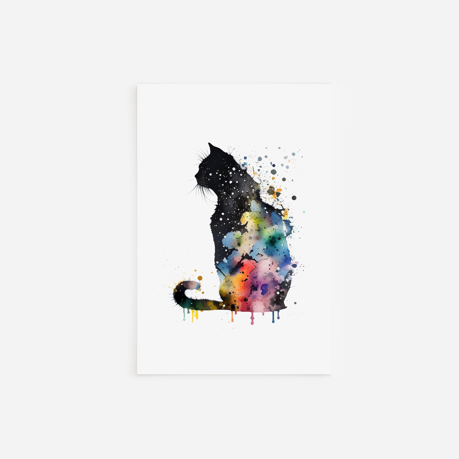 Set of Three Cat Watercolour Prints - 3 Art Paintings Poster Photo Wall Gift Museum Giclée - Gift for Cat Lover, Feline, House, Pet, Black