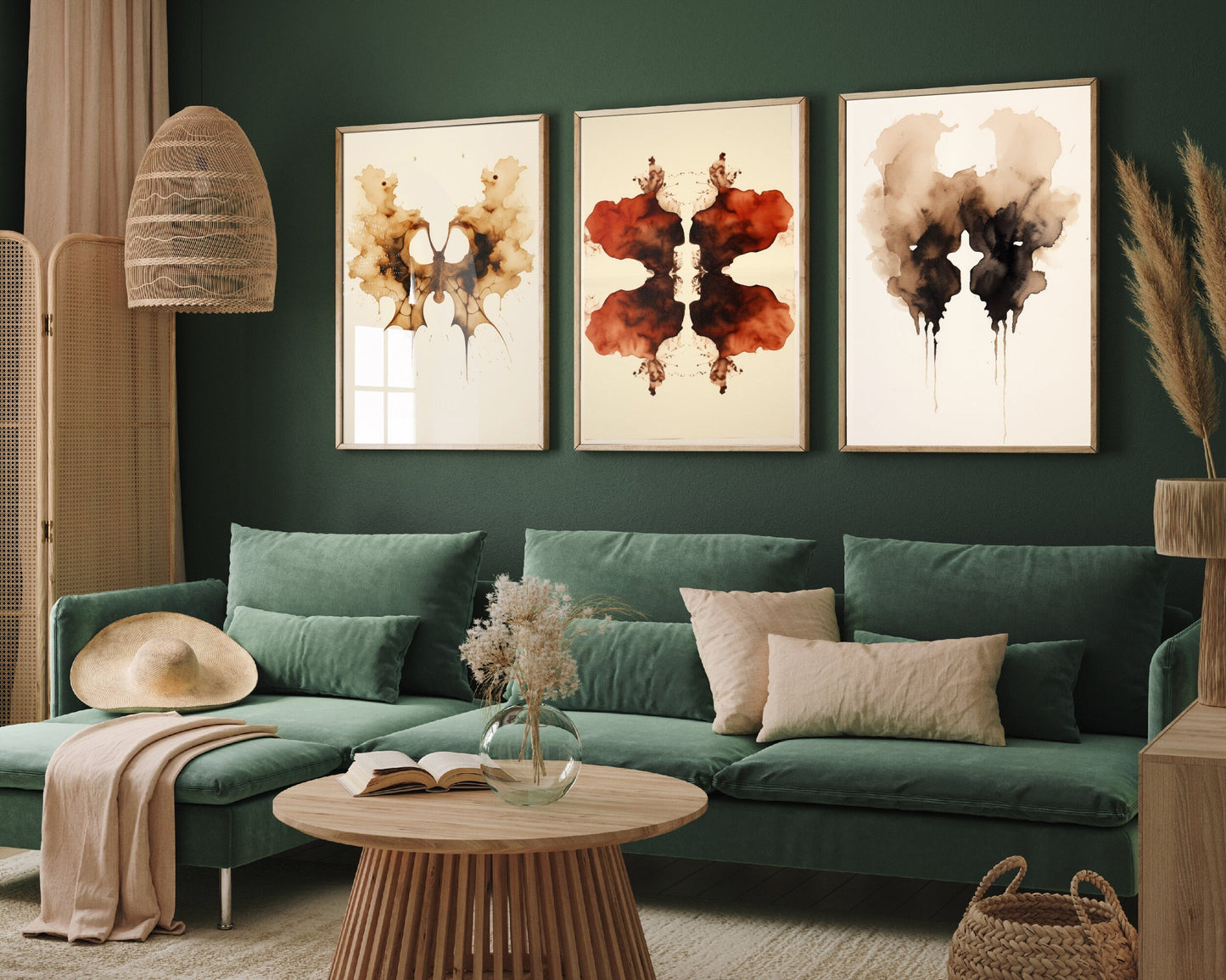 Rorschach Inkblot Colours Set of Three Art Prints - 3 Psychology Student Paintings - Photo Poster Wall Art Gift Giclée Museum - Office Splat